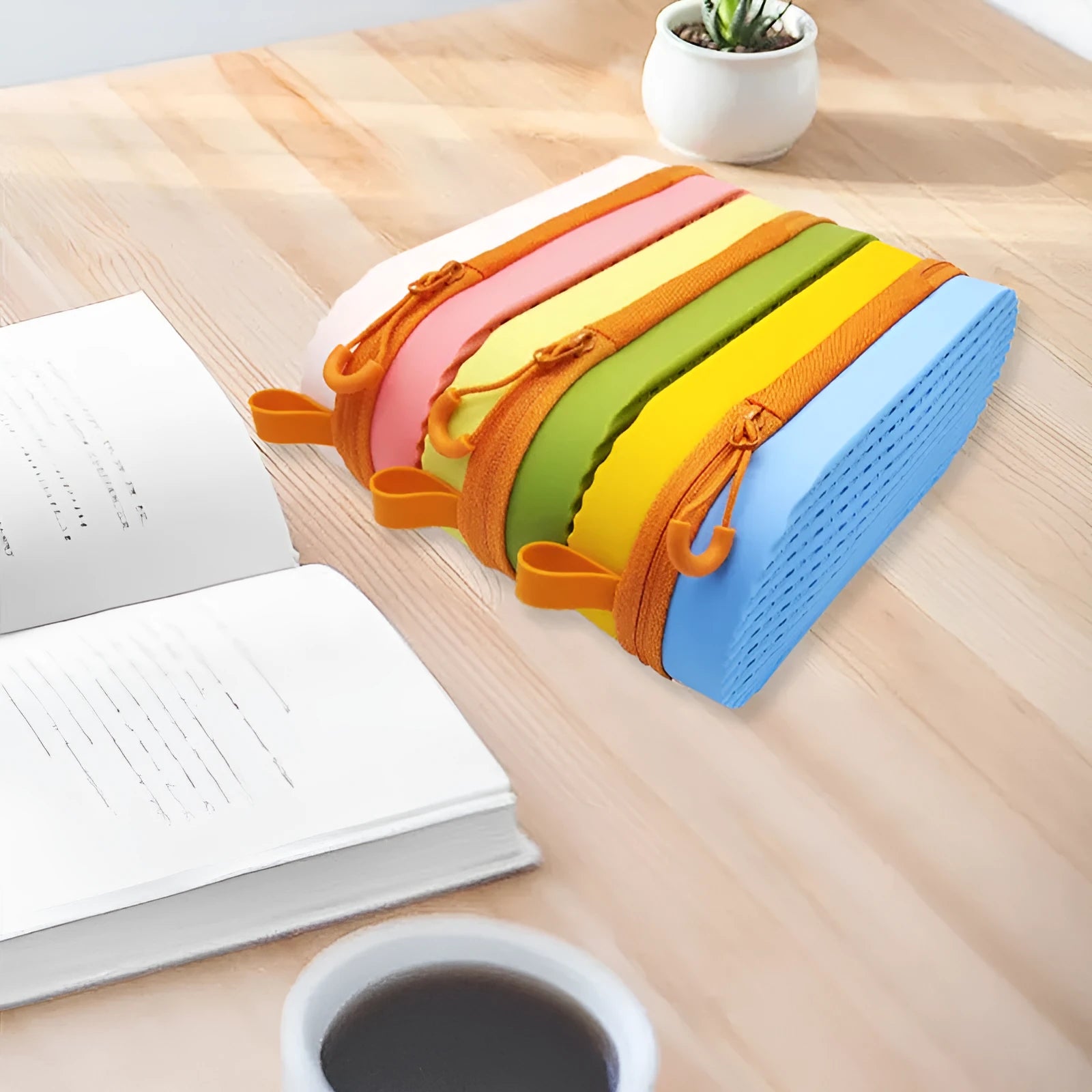 Silicone glasses case in six colour options showing dimensions of 200x80x50mm with long hand carrying design