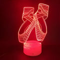 Ballet dancing shoes design 3D LED night light with remote control showing seven colour options