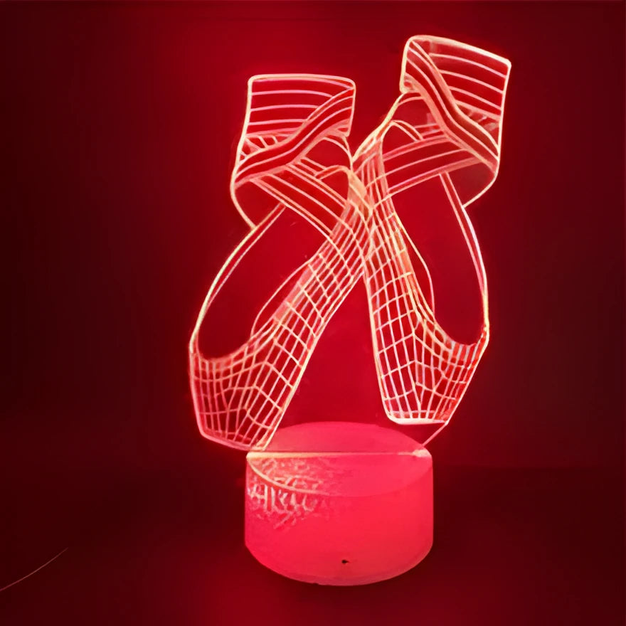 Ballet dancing shoes design 3D LED night light with remote control showing seven colour options