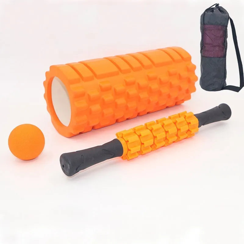 33cm black foam roller massage bar with six-piece roller design