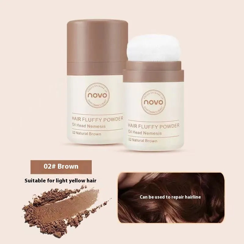 Oil control powder container for bangs, hairline and facial application with multiple shade options