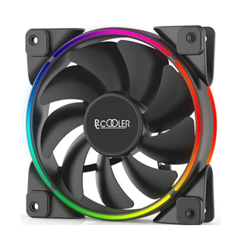 Three black 120mm RGB computer case fans with illuminated blades and hydraulic bearing design