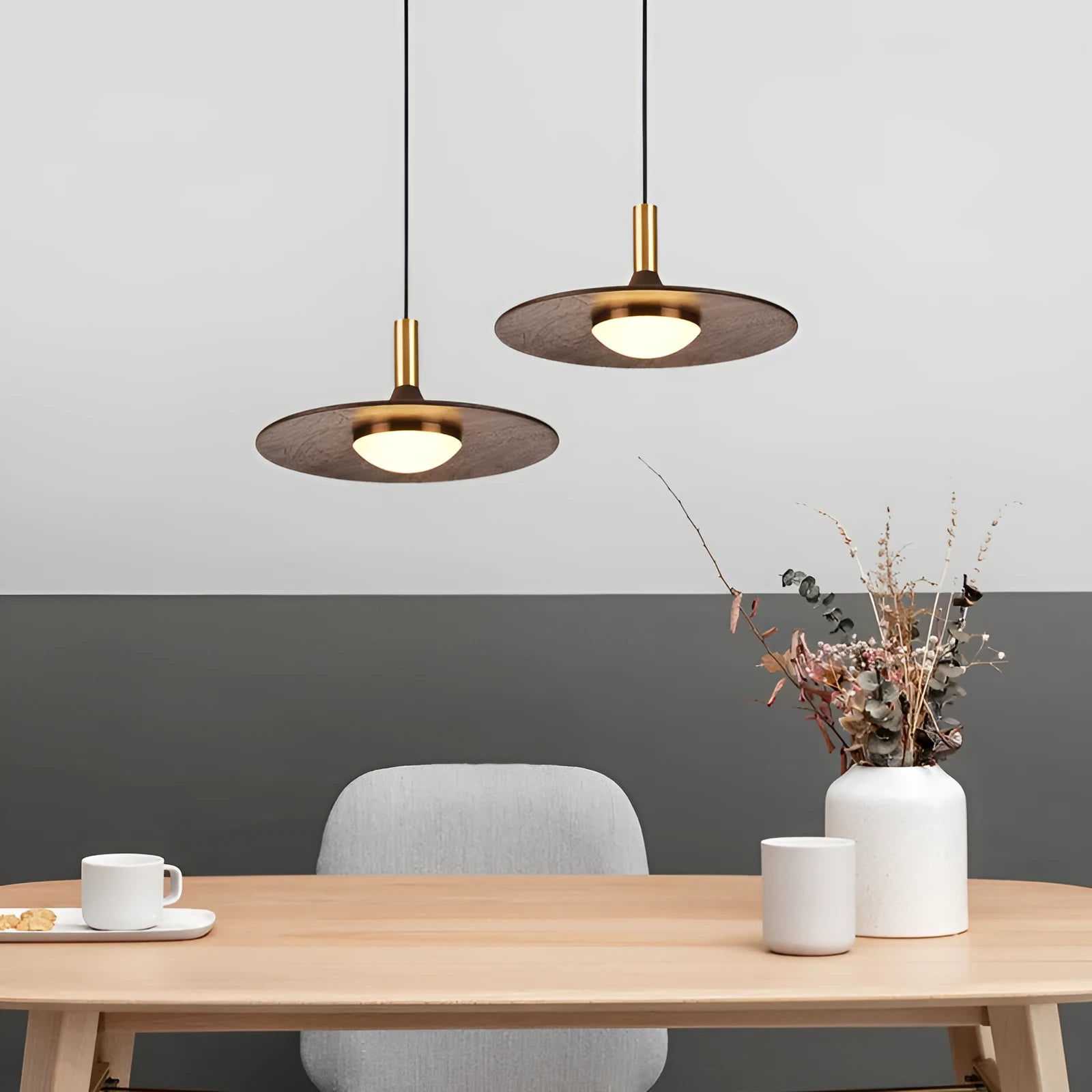Chinese style fish line chandelier ceiling lamp with walnut wood body and copper metalwork