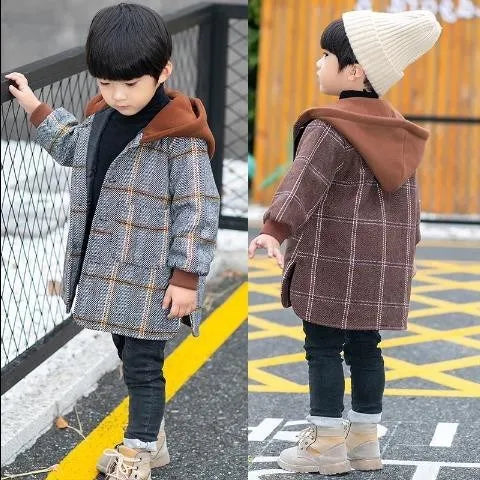 Grey quilted Allen wool boys cotton coat size 130 for age 12 years