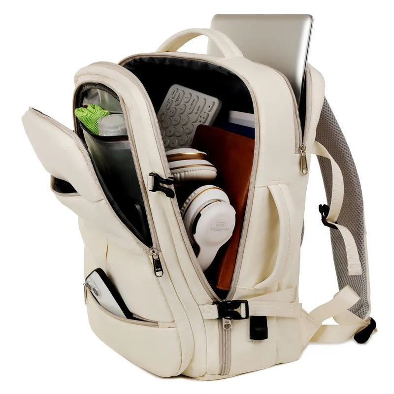 Waterproof Oxford cloth business travel backpack with multiple pockets and laptop compartment