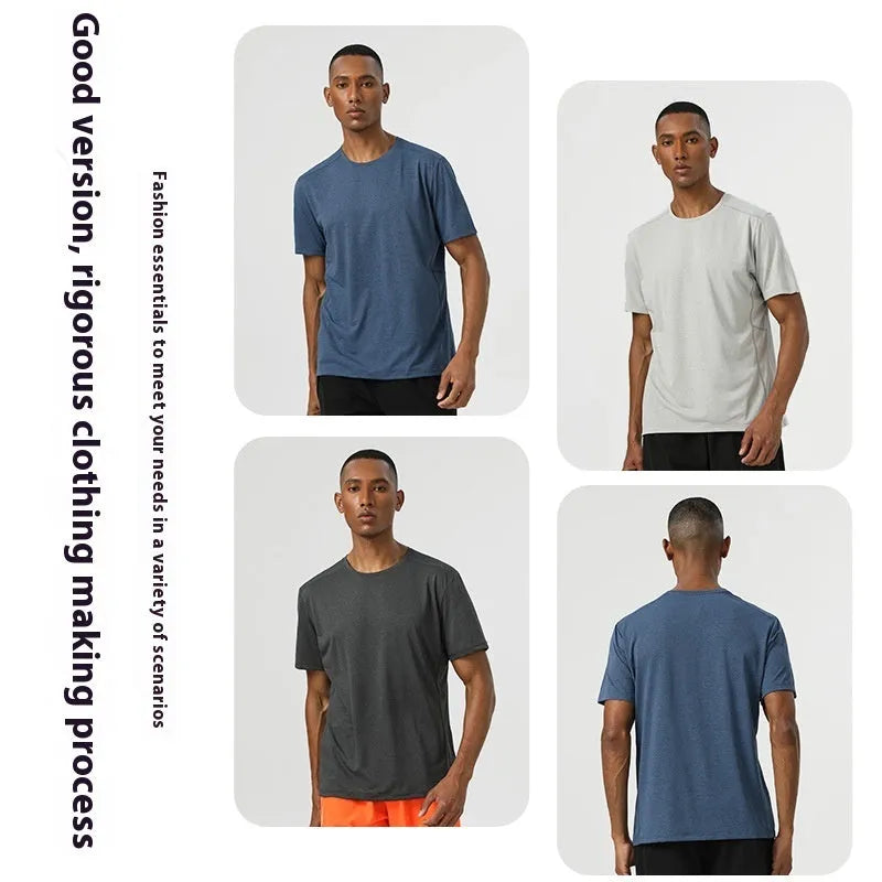 Men's quick-dry polyester summer t-shirt with reflective strips in dark grey colour