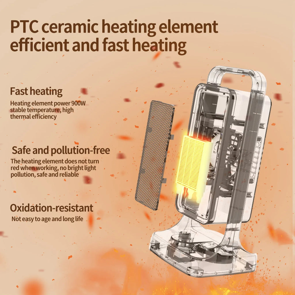 Black desktop PTC ceramic heater with knob control and compact design