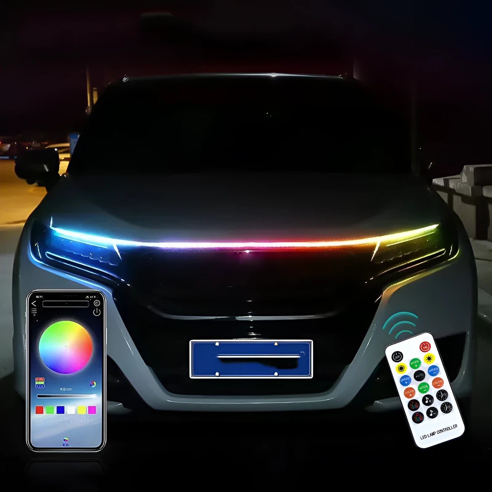 Automotive engine cover LED light strip kit for General Motors vehicles in 1.2m, 1.5m, or 1.8m lengths