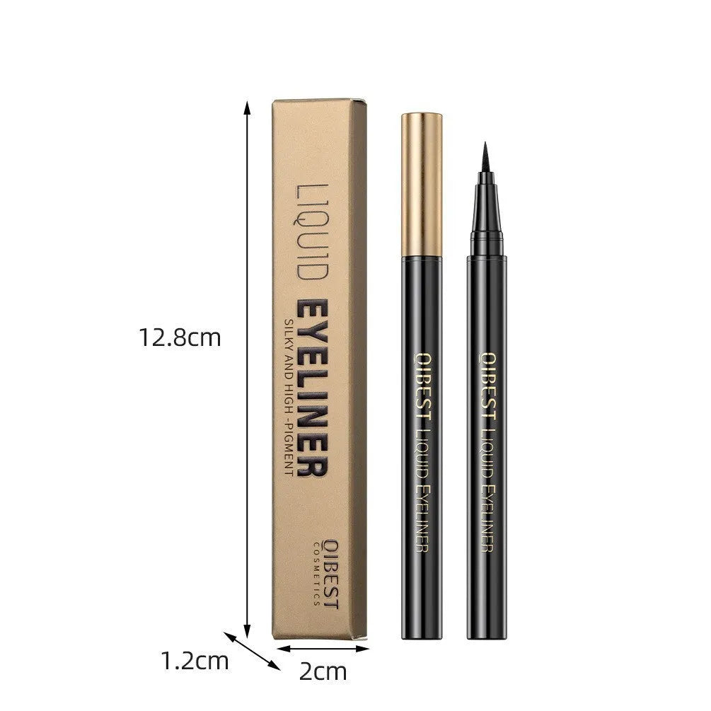 Black liquid eyeliner pen with felt-tip applicator for precise eye makeup application