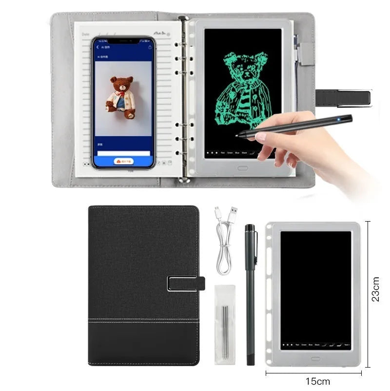 85-inch electronic writing pad with stitching appearance in choice of black, dark blue, or sky blue