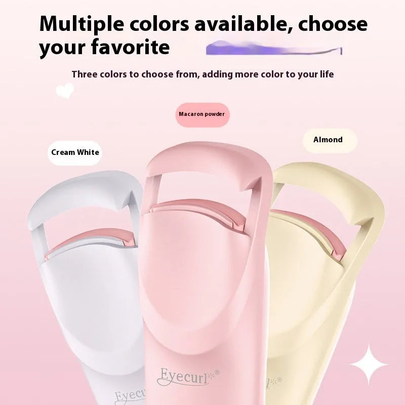 Electric heating eyelash curler in plastic construction with USB charging cable