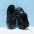 Unisex EVA hole slip slippers in apricot with removable warm plush cover on a light background