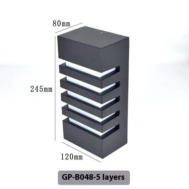 Modern outdoor wall lamp with aluminium alloy construction and layered design