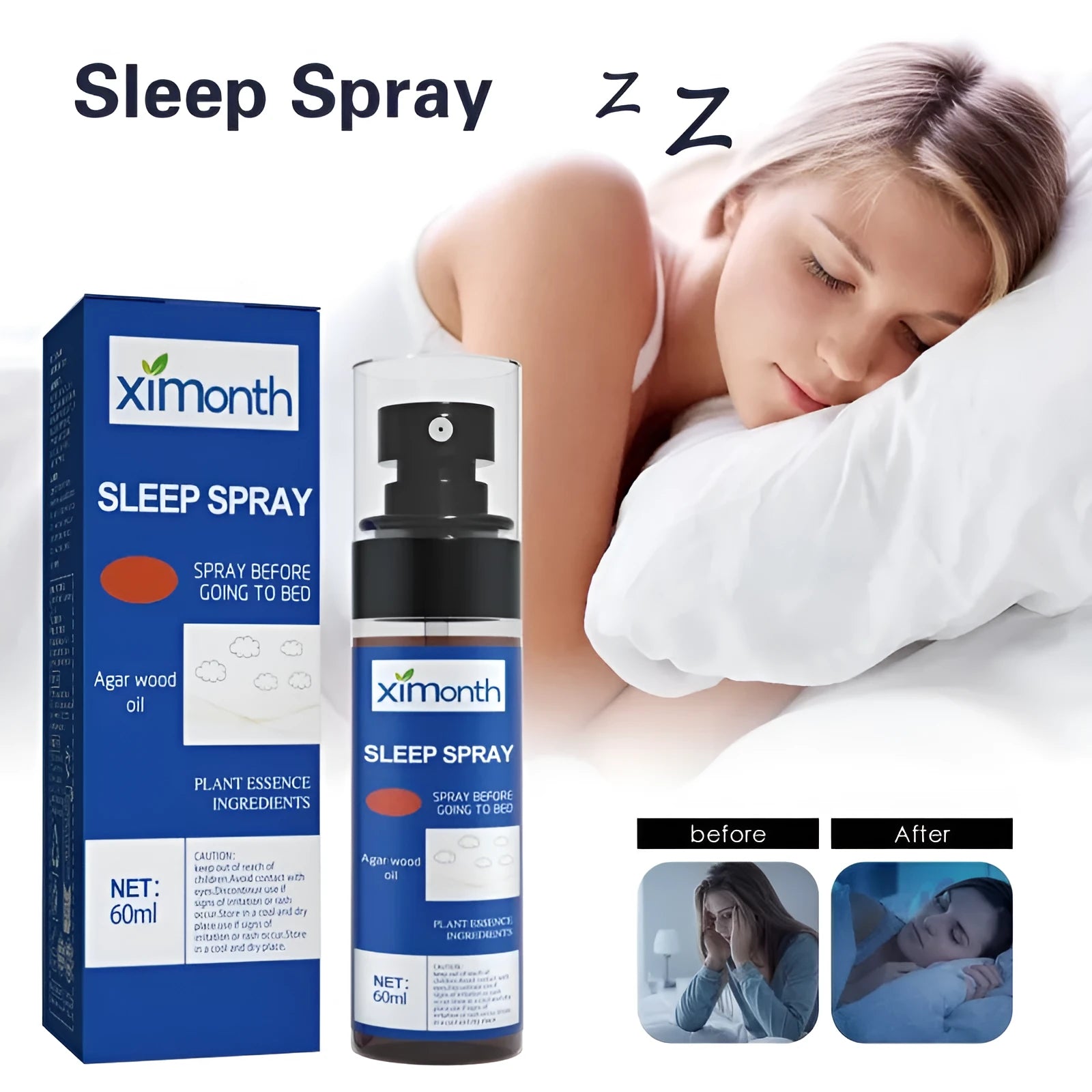 60ml aromatherapy sleep care spray bottle for stress relief and bedtime relaxation