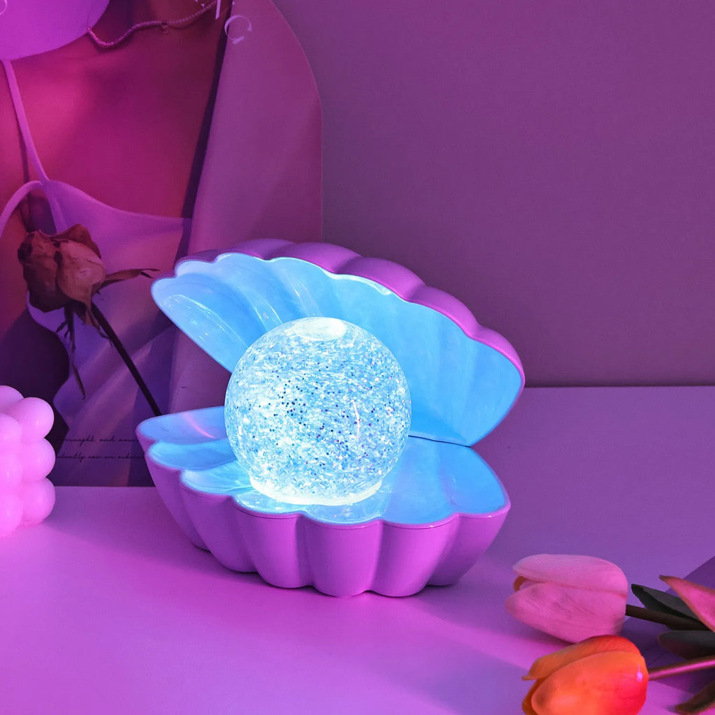 Shell-shaped small night lamp with neon lighting in three colour options