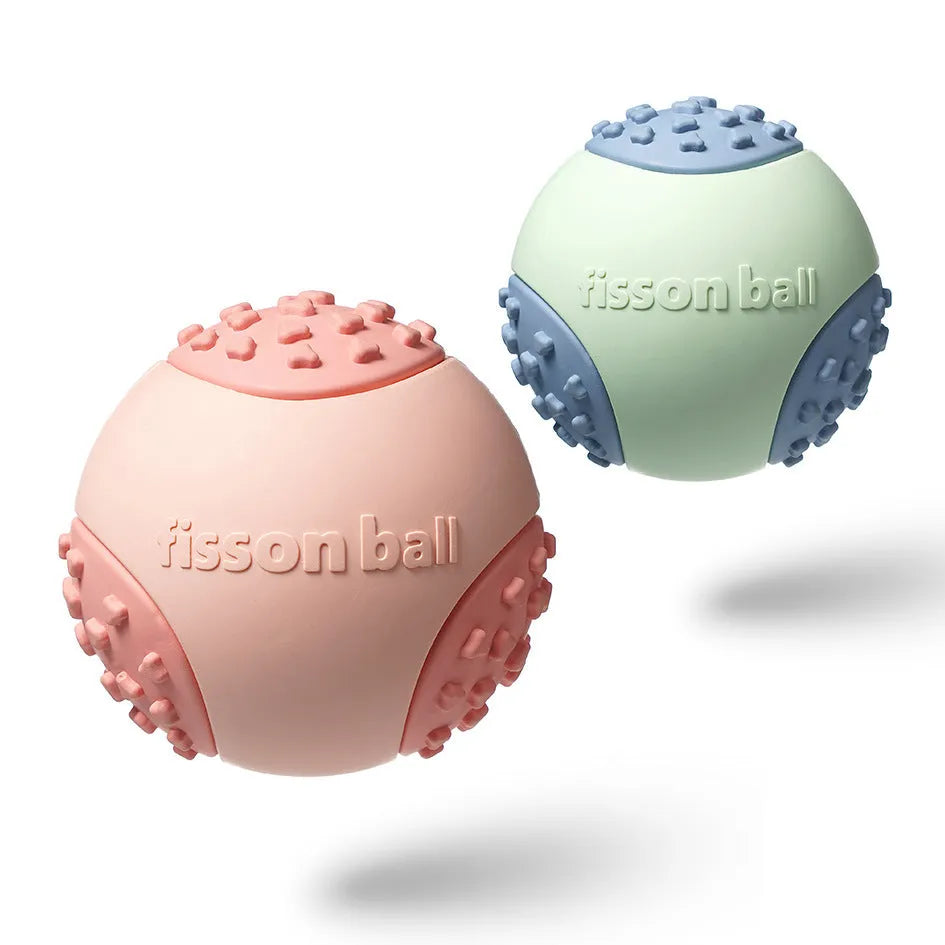 Green rolling ball dog toy with 64mm diameter for interactive pet play