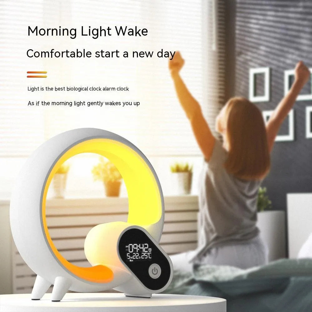 Creative Q Light analog sunrise digital display alarm clock with Bluetooth and 90 RGBCW light beads in black
