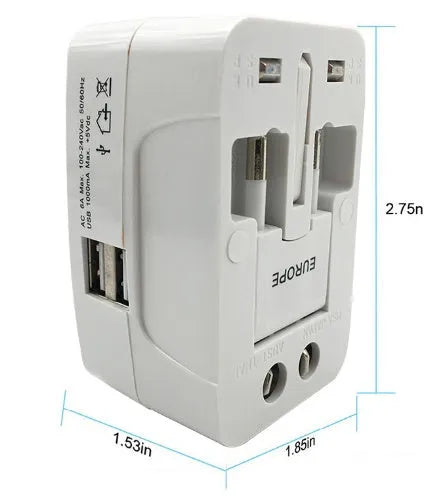 Multi-function universal conversion plug for travel measuring 73x50x39mm with global compatibility