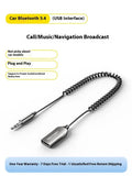 USB car Bluetooth audio receiver with zinc alloy USB connector and 3.5mm audio jack connected by PU-sheathed cable