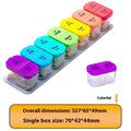 Extra large white and rainbow coloured plastic pill organiser with 14 removable compartments.