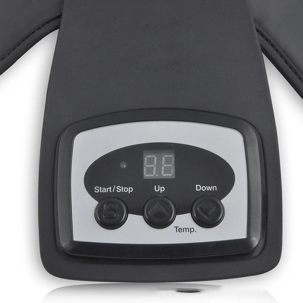 Electric infrared knee and shoulder massager with pads and temperature control display.
