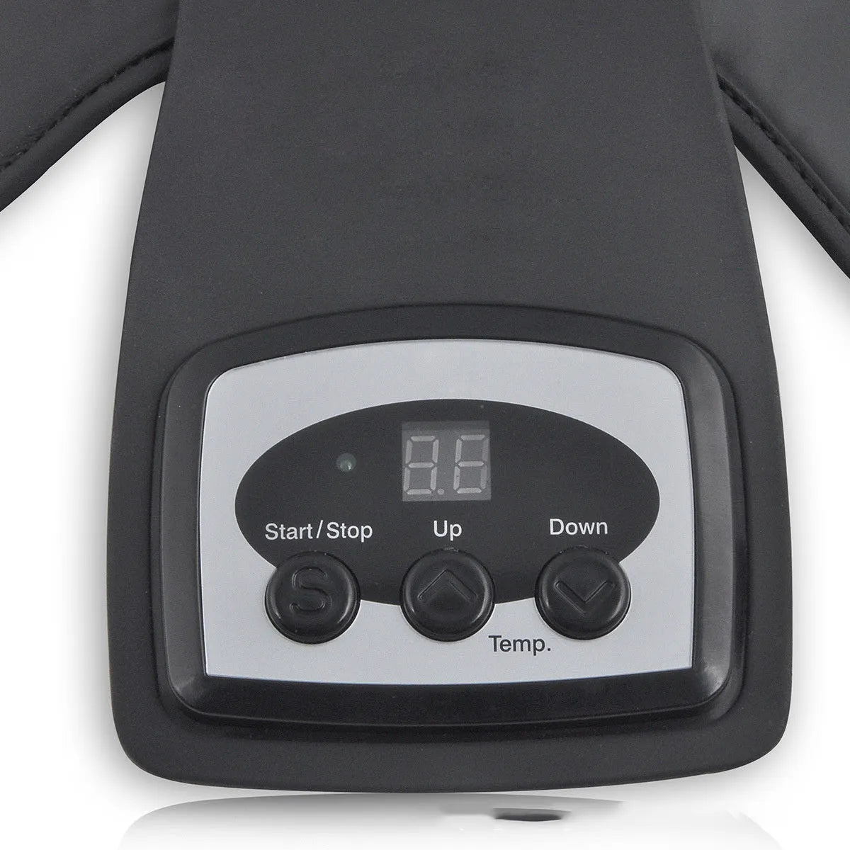 Electric infrared knee and shoulder massager with pads and temperature control display.
