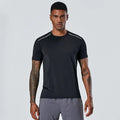 Quick-drying polyester T-shirt for men and women in Army Green, size M, flat lay on neutral background