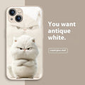 Domineering cat silicone phone case shockproof anti-fall for Apple iPhone 13 14 15 and Android in black cat white shell style
