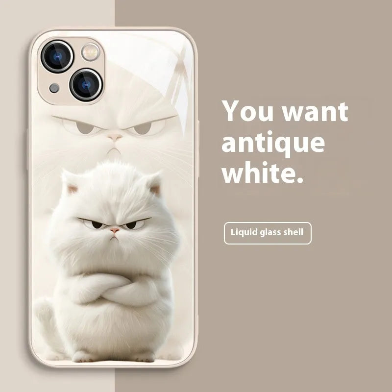 Domineering cat silicone phone case shockproof anti-fall for Apple iPhone 13 14 15 and Android in black cat white shell style