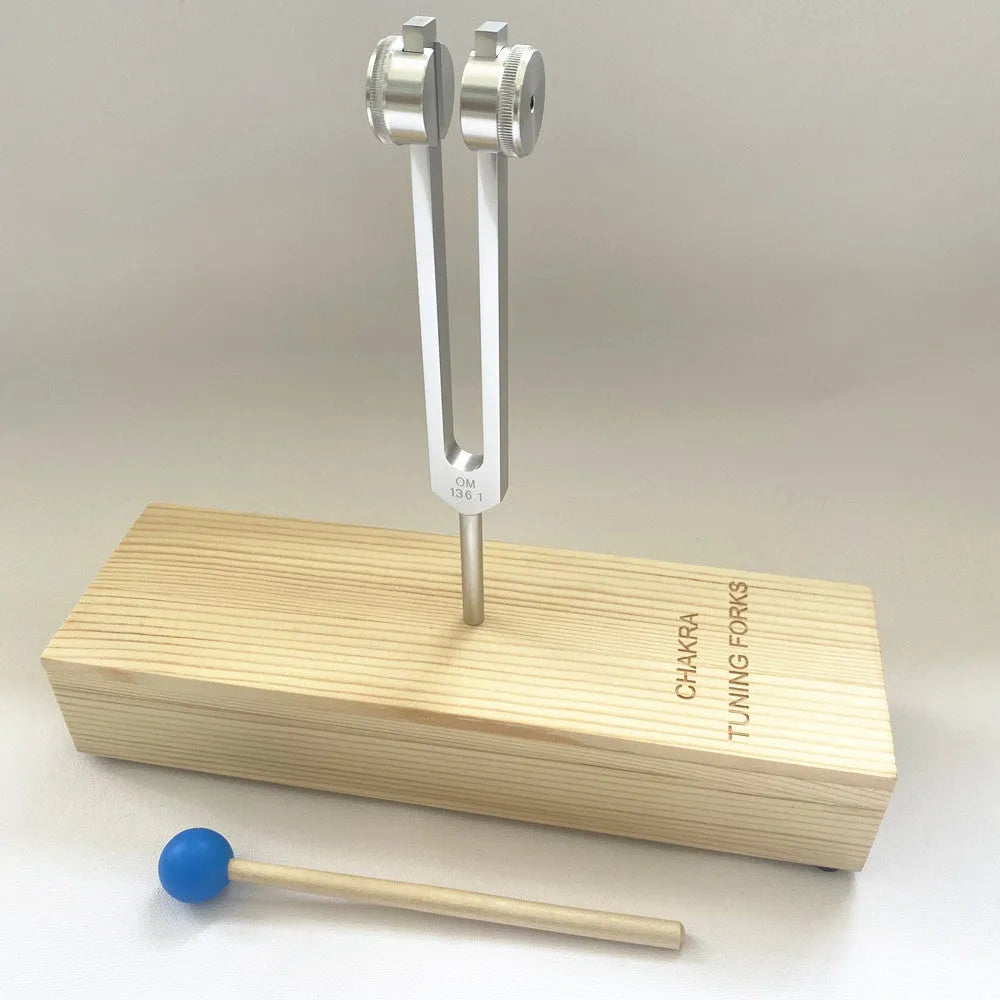 432Hz aluminium alloy tuning fork with speaker set for sound therapy in kraft paper box
