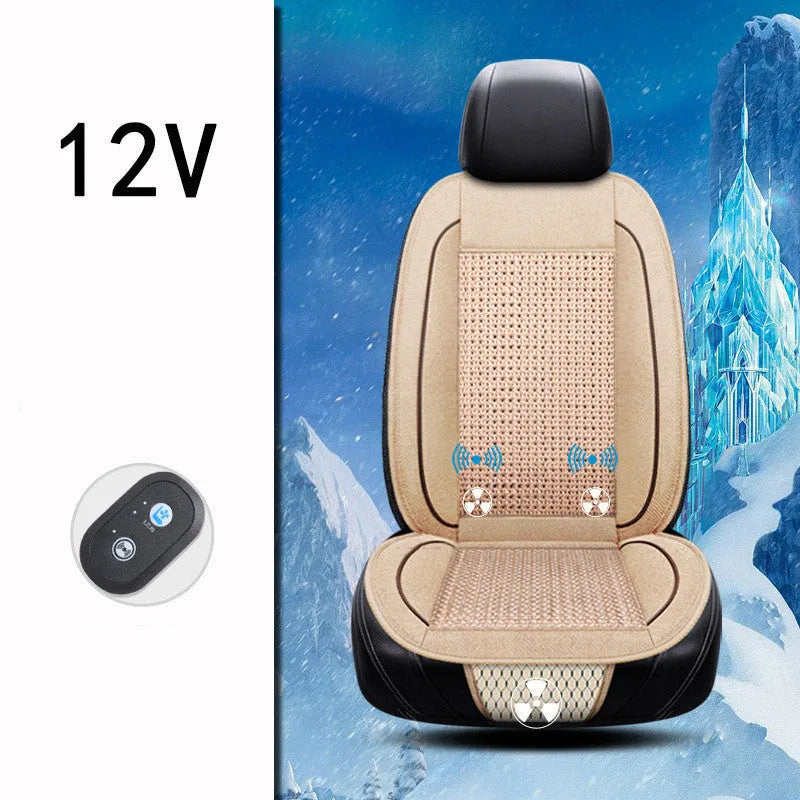 Black car ventilation seat cushion with massage function measuring 60x60cm