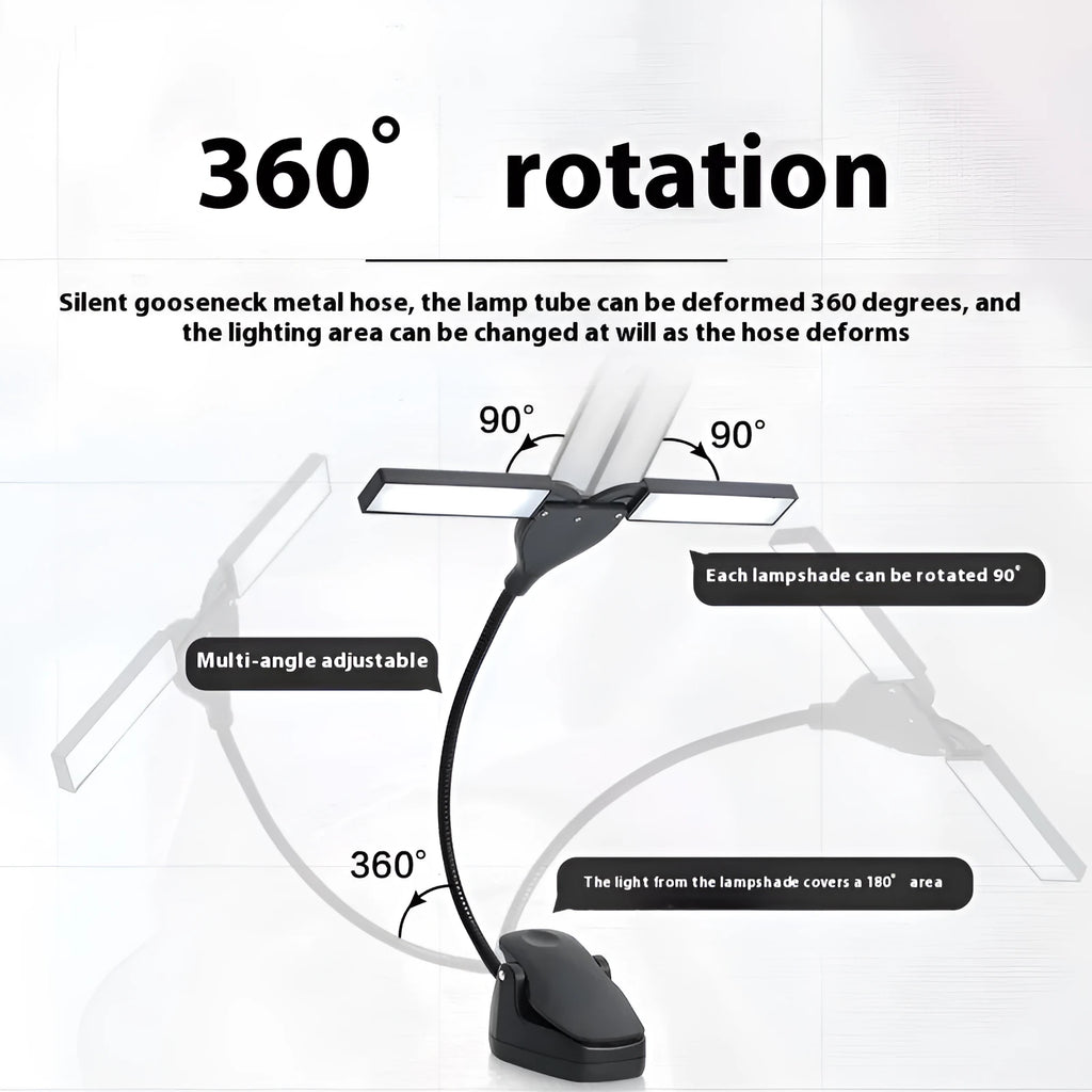 Rechargeable music stand lamp with 28 LED lights in black plastic casing
