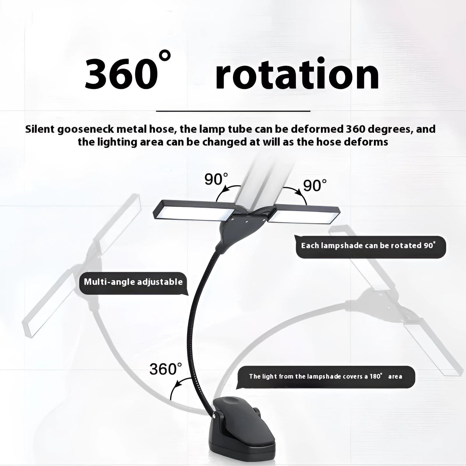 Rechargeable music stand lamp with 28 LED lights in black plastic casing