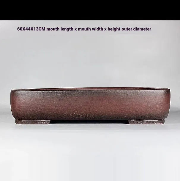 Rectangular purple clay flower pot with handmade finish measuring 60 cm long