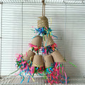 Parrot paper cup palm weaving gnawing toy hanging in cage with wood colour fibres