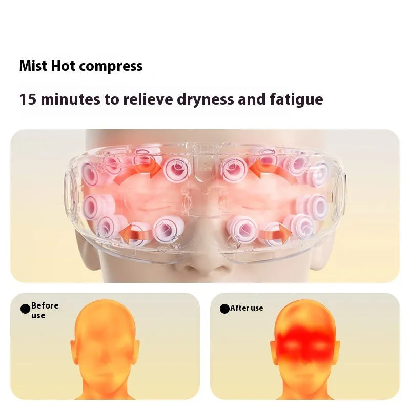 Purplish grey Bluetooth steam smart eye hot compress massage device on a white background.
