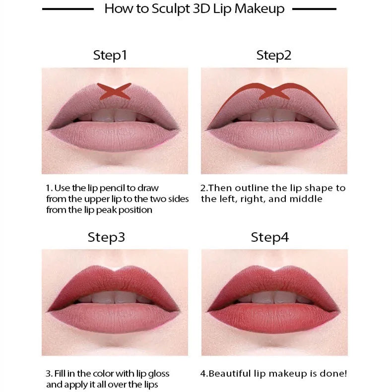 Matte finish lip liner pencil in a wooden case with shade numbers 201 to 214 shown