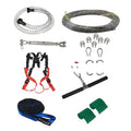 XYL Ziptreck 10 metre pulley slide rope kit with handle, safety retractor, and alloy steel hardware