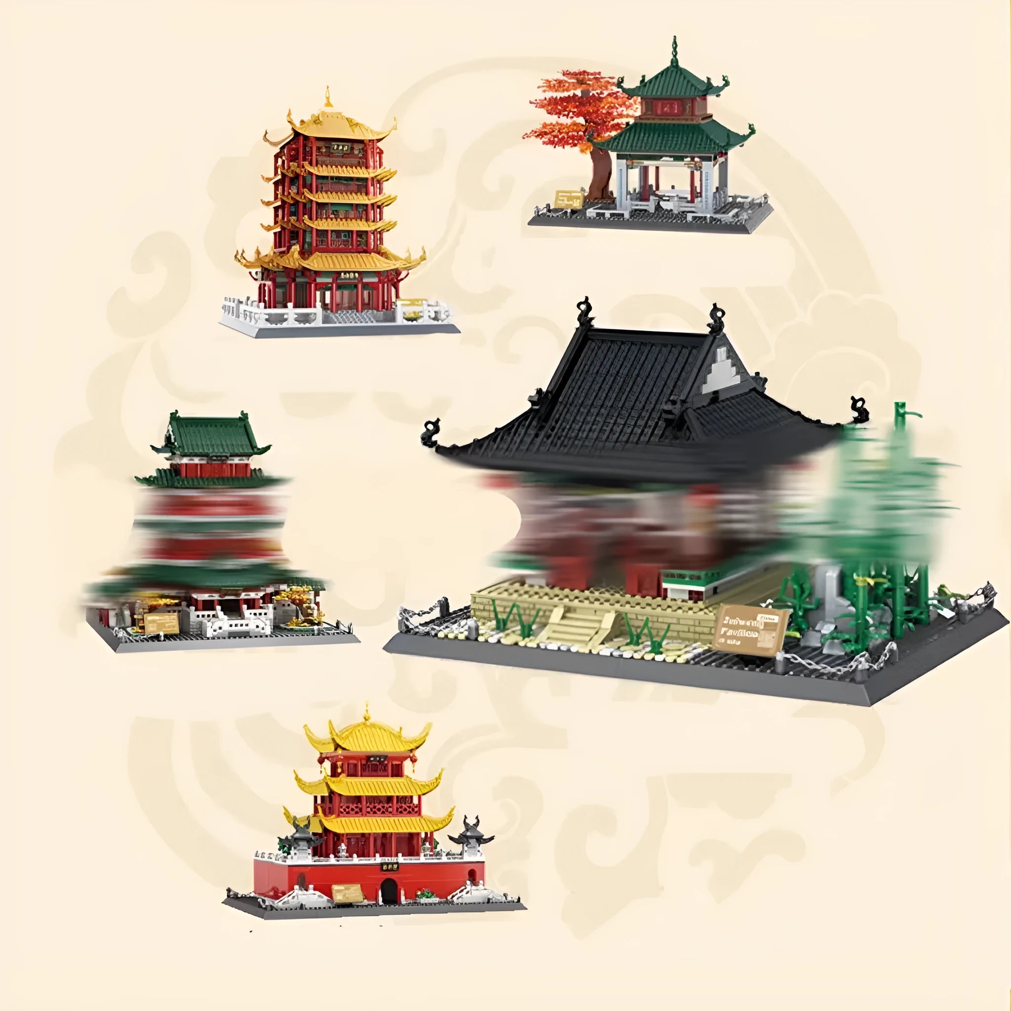 Wange architectural building blocks set with 800+ pieces for global landmark models