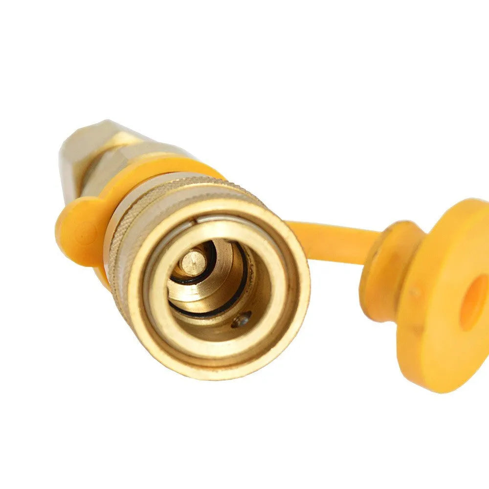 Brass propane gas charging connector with 3/8 American standard thread and gold colour finish