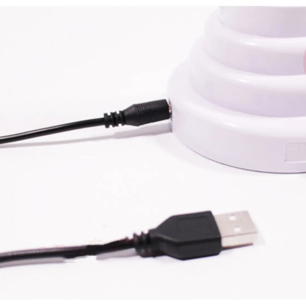 Minimalist bamboo shape desk lamp with green lighting and USB cable