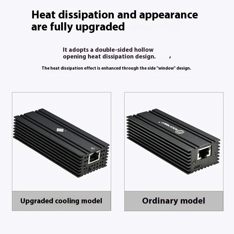 Black USB4 10 Gigabit network adapter with RJ45 port and 20cm cable