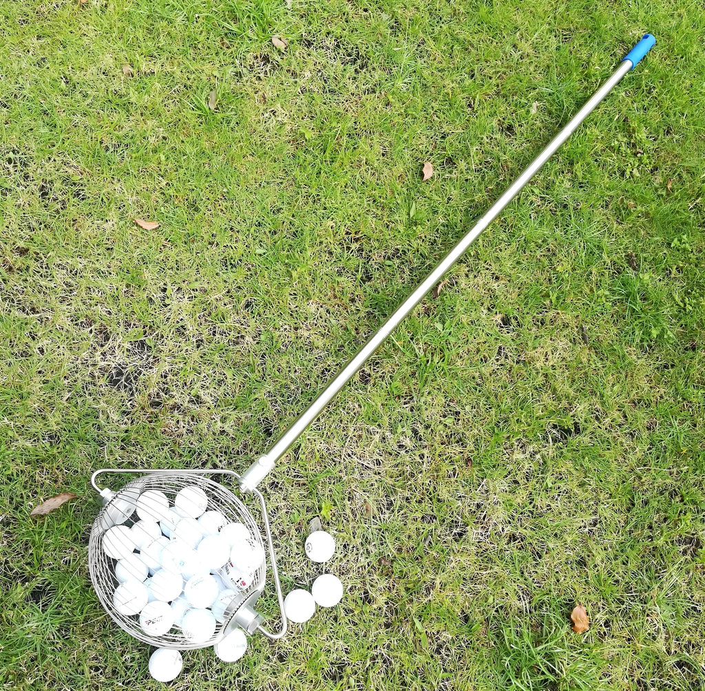Stainless steel golf ball picker with metallic finish for retrieving balls