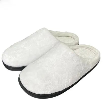 A pair of pattern printed cotton slippers with a flannel upper and TPR outsole, shown in the available colour.