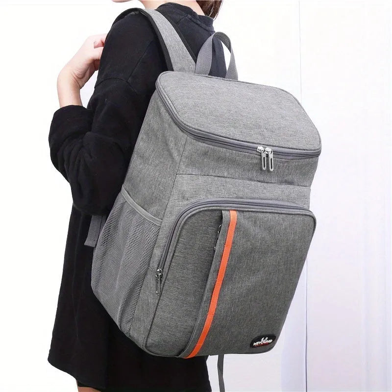 Multifunctional insulated shoulder sports bag in black with thermal and leak-proof features for outdoor picnic use