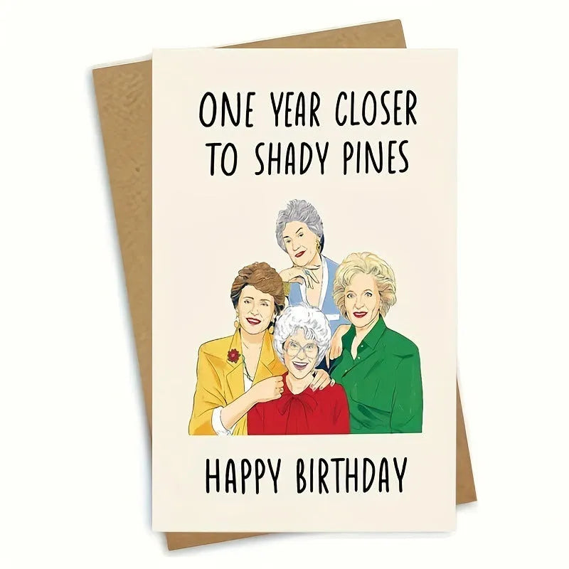 Simple printed birthday greeting card with matching envelope in kraft paper design