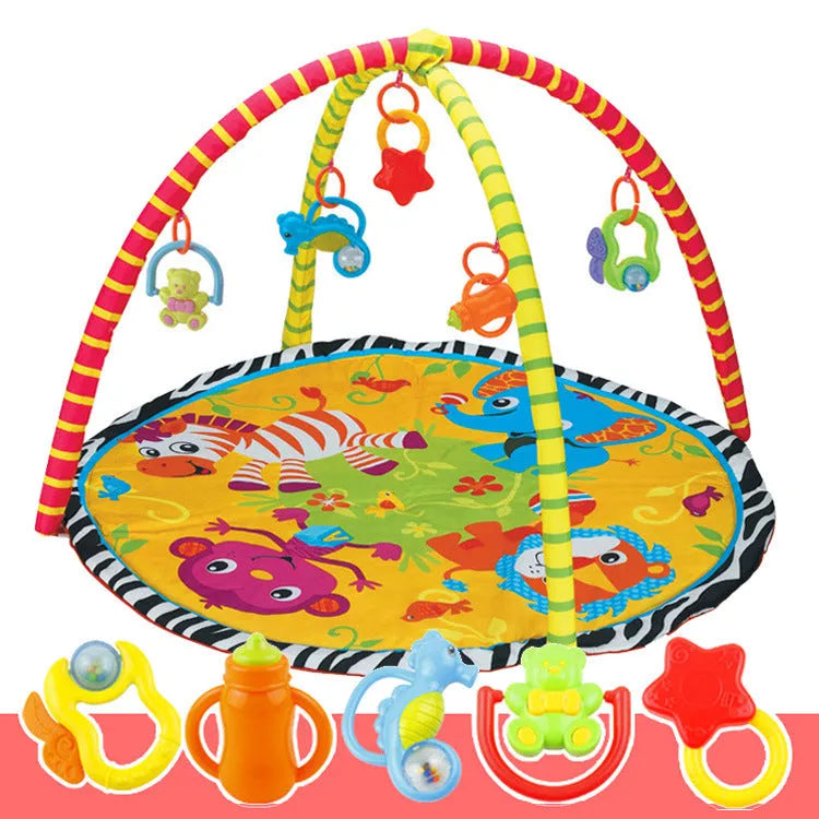 Baby gymnastic rack game blanket velvet playmat with crawling carpet in animal designs