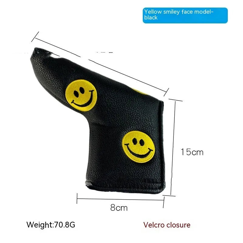 Golf straight bar putter sleeve in various colours including clover, bear, and Shiba Inu designs.
