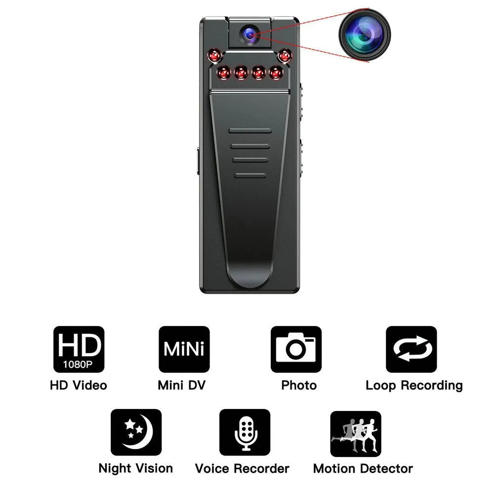 Black 1080p HD DV camera with 90-degree rotation capability for home monitoring and recording