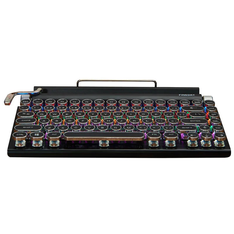 Black retro typewriter style Bluetooth mechanical keyboard with backlight